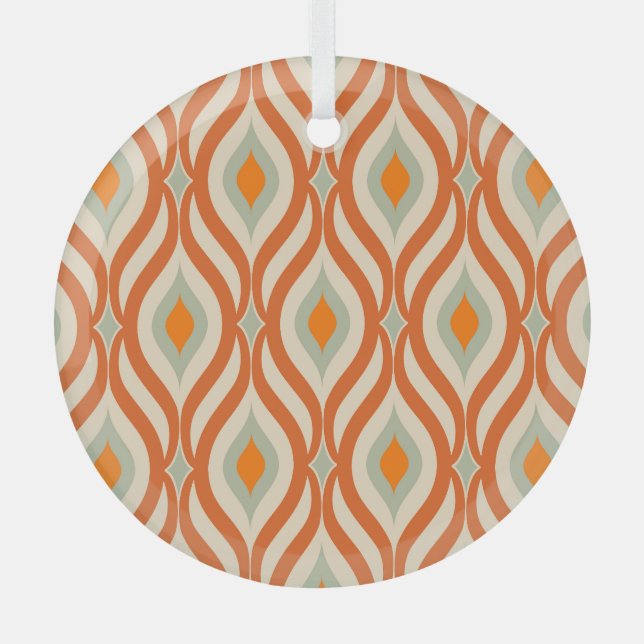 Retro Sixties Style Seamless Pattern Glass Ornament (Front)