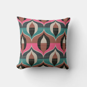 Retro Sixties Style Seamless Pattern Throw Pillow