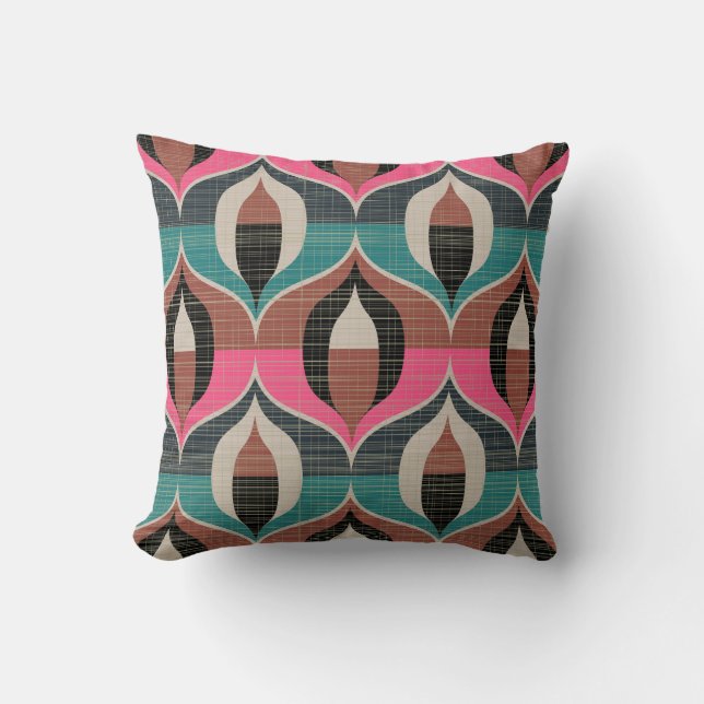 Retro Sixties Style Seamless Pattern Throw Pillow (Front)