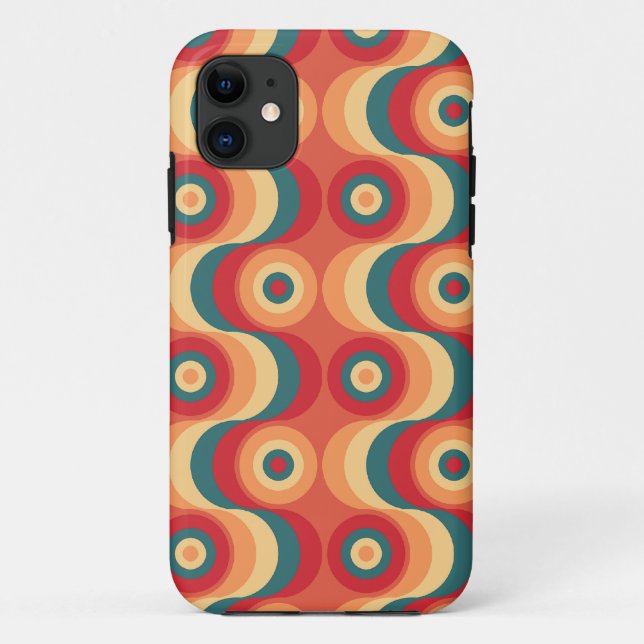 Retro Sixties wallpaper pattern scarlet Case-Mate iPhone Case (Back)