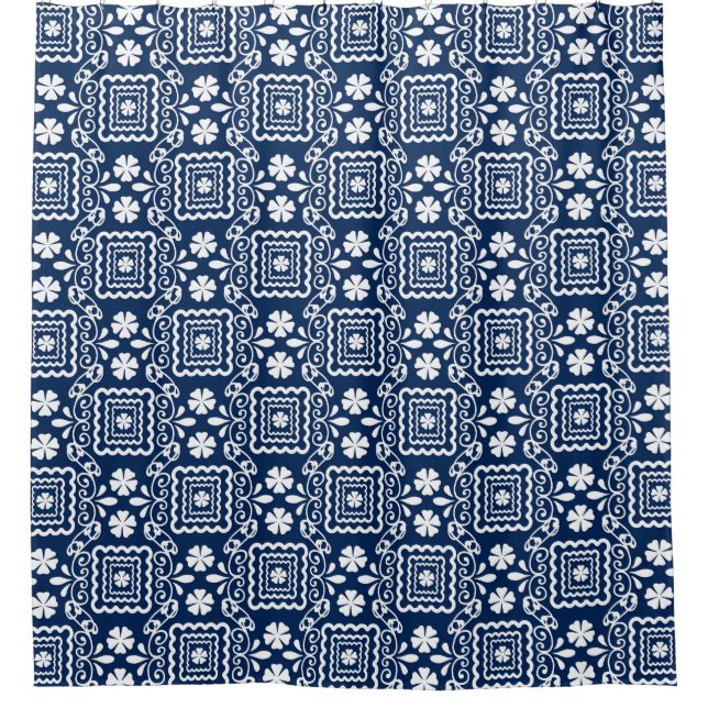 retro sixties white blue floral pattern (Front)