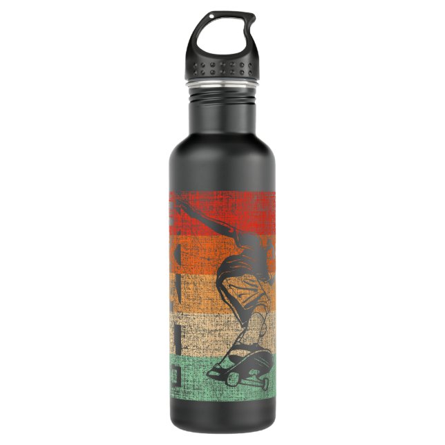 Retro Skate Skateboarder Skateboard Skateboarding  710 Ml Water Bottle (Front)