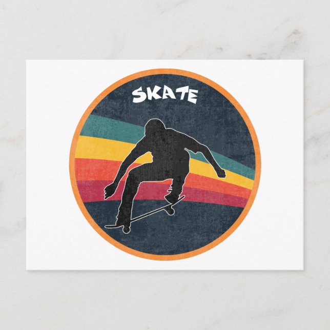 Retro Skate Skater 80s Skateboarder Skateboarding Postcard (Front)