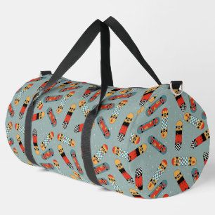 Retro Skateboard Blue Pattern Duffle Bag