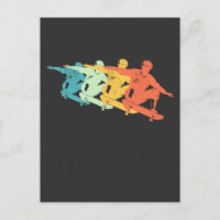 Retro Skateboard Jump Colourful Skating Silhouette