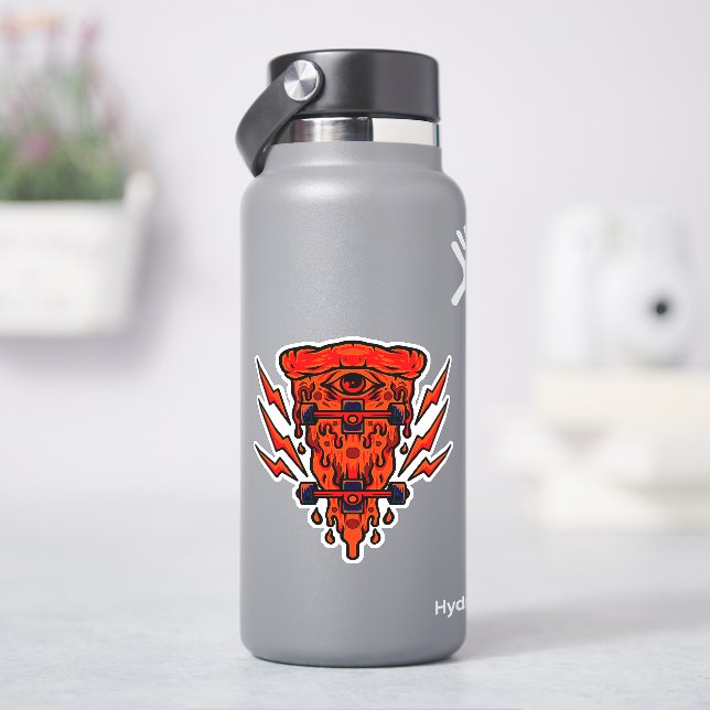 Retro Skateboard Pizza Orange 4" Kiss Cut Vinyl (HydroFlask)