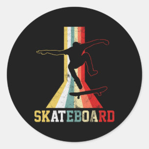 Retro Skateboard Skateboarder Skateboarding Classic Round Sticker