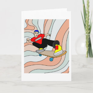 Retro Skateboarder Card