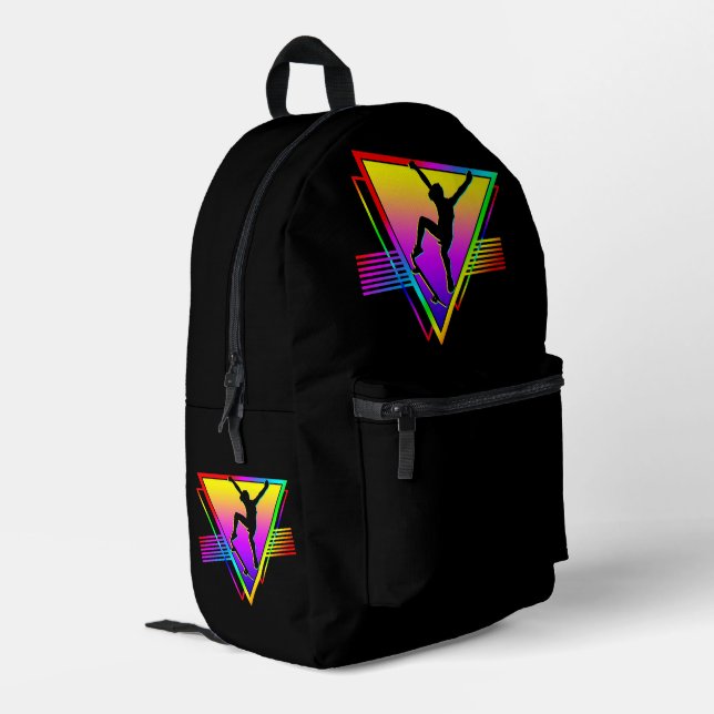 Retro Skateboarding Silhouette Skater Printed Backpack (Back Corner Left)