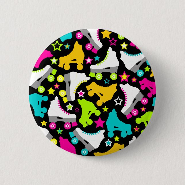 Retro Skates (Black) 2 Inch Round Button (Front)