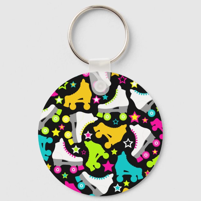 Retro Skates (Black) Keychain (Front)