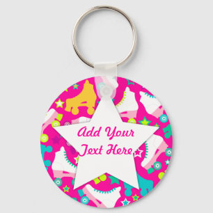 Retro Skates Hot Pink Custom Key Chain