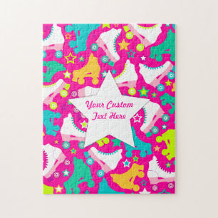 Retro Skates Hot Pink Custom Puzzle