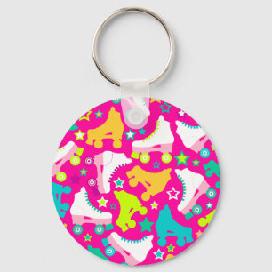 Retro Skates Hot Pink Keychain