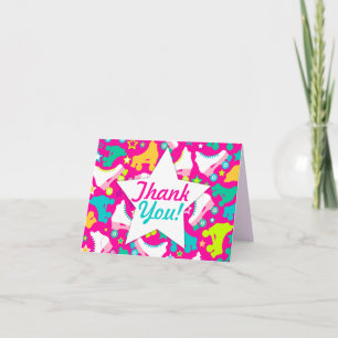 Retro Skates "Thank You" Hot Pink Custom Thank You Card