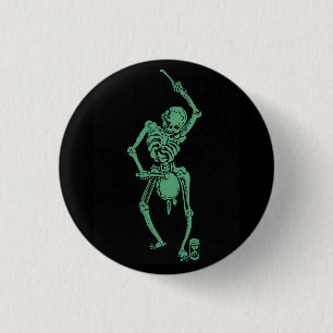 Retro Skeletal drummer 1 Inch Round Button