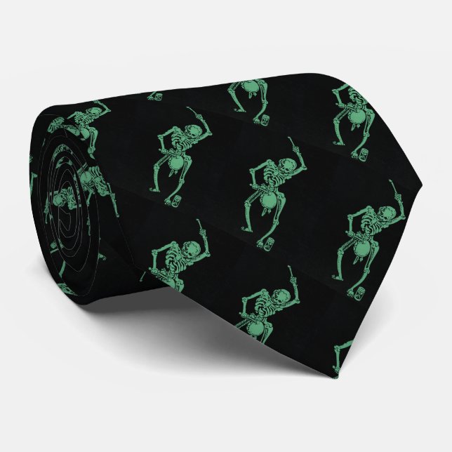 Retro Skeletal drummer Tie (Rolled)