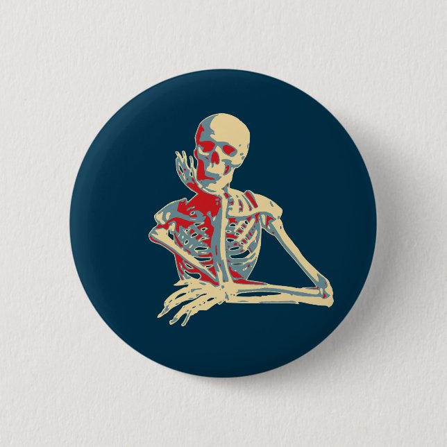Retro Skeleton 2 Inch Round Button (Front)
