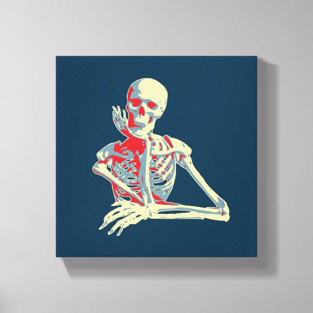 retro skeleton canvas print (Front)