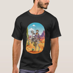 Retro Skeleton Cowboy Riding Horse Western Country T-Shirt