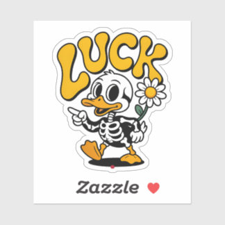 Retro Skeleton Duck Luck Daisy Flower Vintage