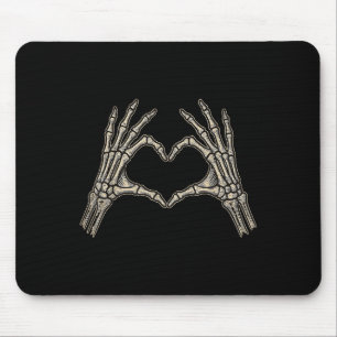 Retro Skeleton Hands Heart Sign Halloween Costume Mouse Pad