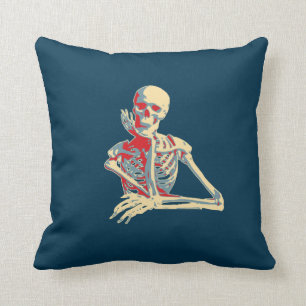 Retro Skeleton Throw Pillow