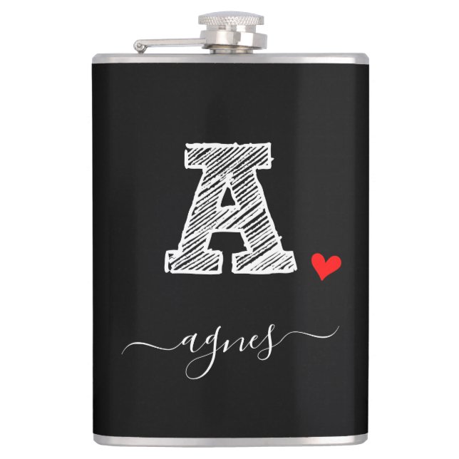 Retro Sketch Monogram Letter A, Flask (Front)