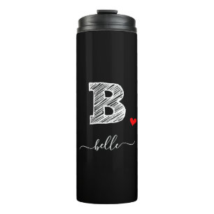 Retro Sketch Monogram Letter B, Thermal Tumbler