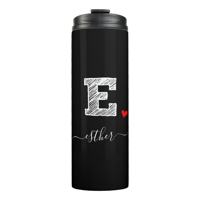 Retro Sketch Monogram Letter E, Thermal Tumbler (Front)