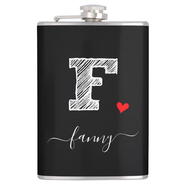 Retro Sketch Monogram Letter F, Flask (Front)