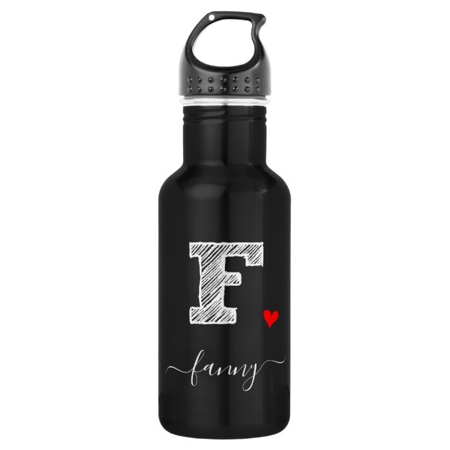 Retro Sketch Monogram Letter F, Water Bottle (Front)