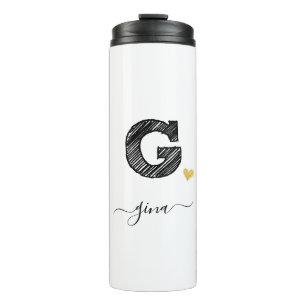 Retro Sketch Monogram Letter G, Thermal Tumbler