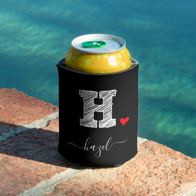 Retro Sketch Monogram Letter H, Can Cooler (In Situ Pool)
