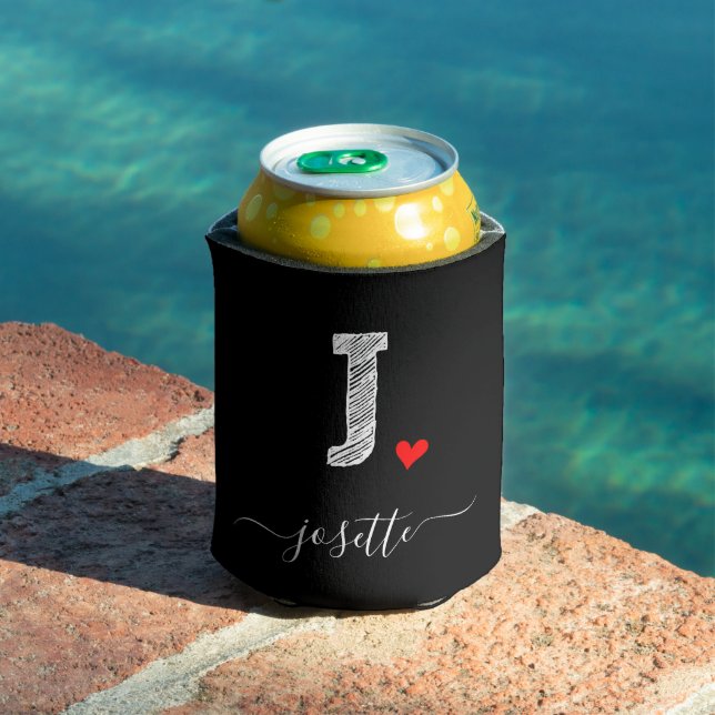 Retro Sketch Monogram Letter J, Can Cooler (In Situ Pool)