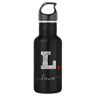 Retro Sketch Monogram Letter L, Water Bottle