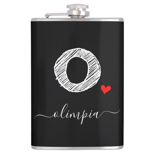 Retro Sketch Monogram Letter O, Flask (Front)