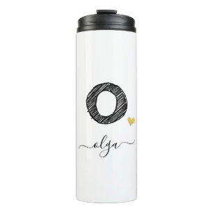 Retro Sketch Monogram Letter O, Thermal Tumbler
