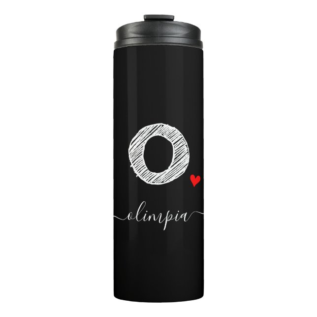 Retro Sketch Monogram Letter O, Thermal Tumbler (Front)