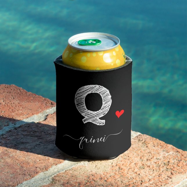 Retro Sketch Monogram Letter Q, Can Cooler (In Situ Pool)