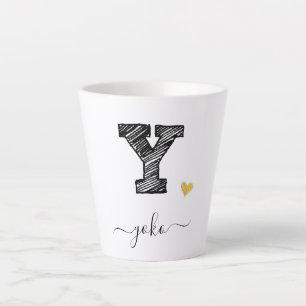 Retro Sketch Monogram Letter Y, Latte Mug