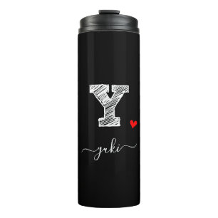 Retro Sketch Monogram Letter Y, Thermal Tumbler