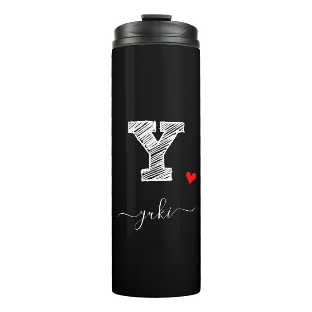 Retro Sketch Monogram Letter Y, Thermal Tumbler (Front)