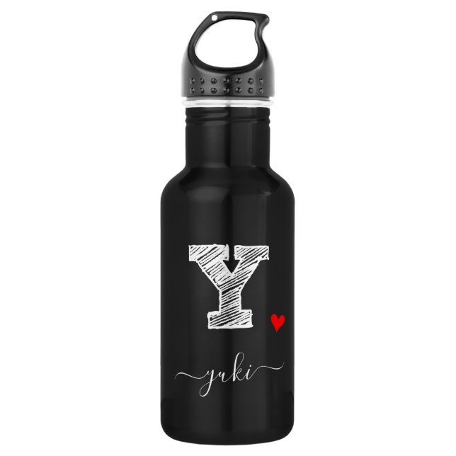 Retro Sketch Monogram Letter Y, Water Bottle (Front)