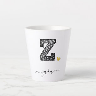 Retro Sketch Monogram Letter Z, Latte Mug