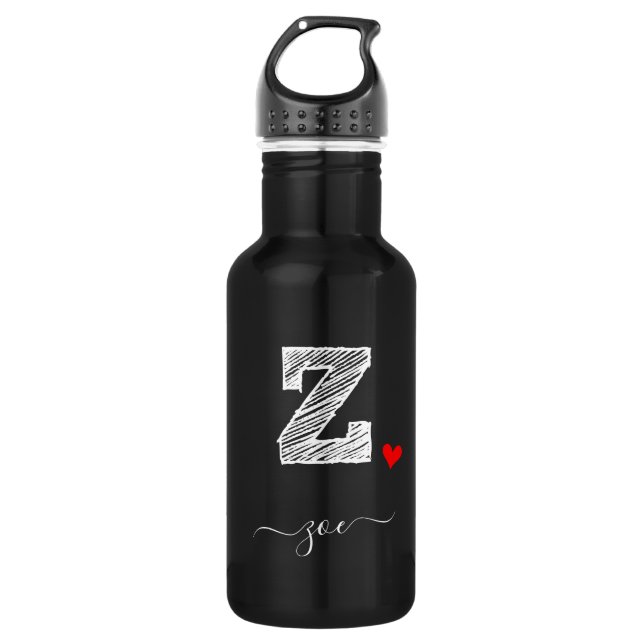 Retro Sketch Monogram Letter Z, Water Bottle (Front)
