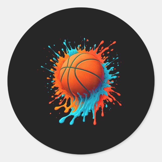 Retro Sketll Players Lovers Sports Team Boys Kids  Classic Round Sticker (Front)