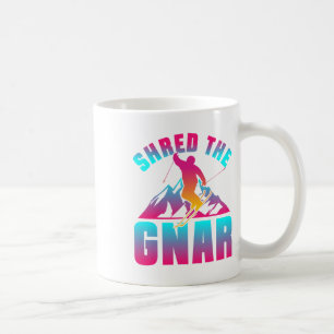 Retro Ski 90s 80s Skiing Outfit Shred The Gnar Ski Coffee Mug