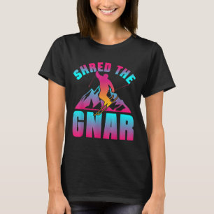 Retro Ski 90s 80s Skiing Outfit Shred The Gnar Ski T-Shirt