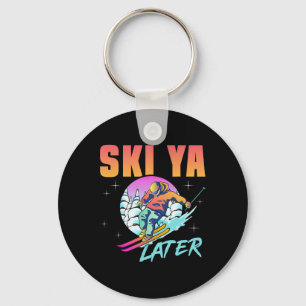 Retro Ski 90s 80s Skiing Outfit Ski Ya Later Skiin Keychain